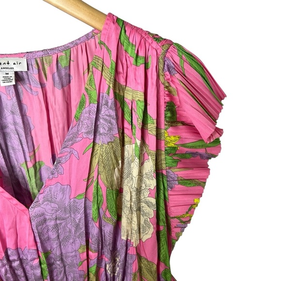 Current Air Botanical Motif Floral Pleated Midi Dress Pink Size Medium - Picture 5 of 8